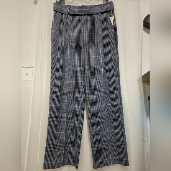 A New Day Women’s Gray Plaid High-Rise Straight Leg Trousers w/ Belt – Size 10 - Picture 1 of 10